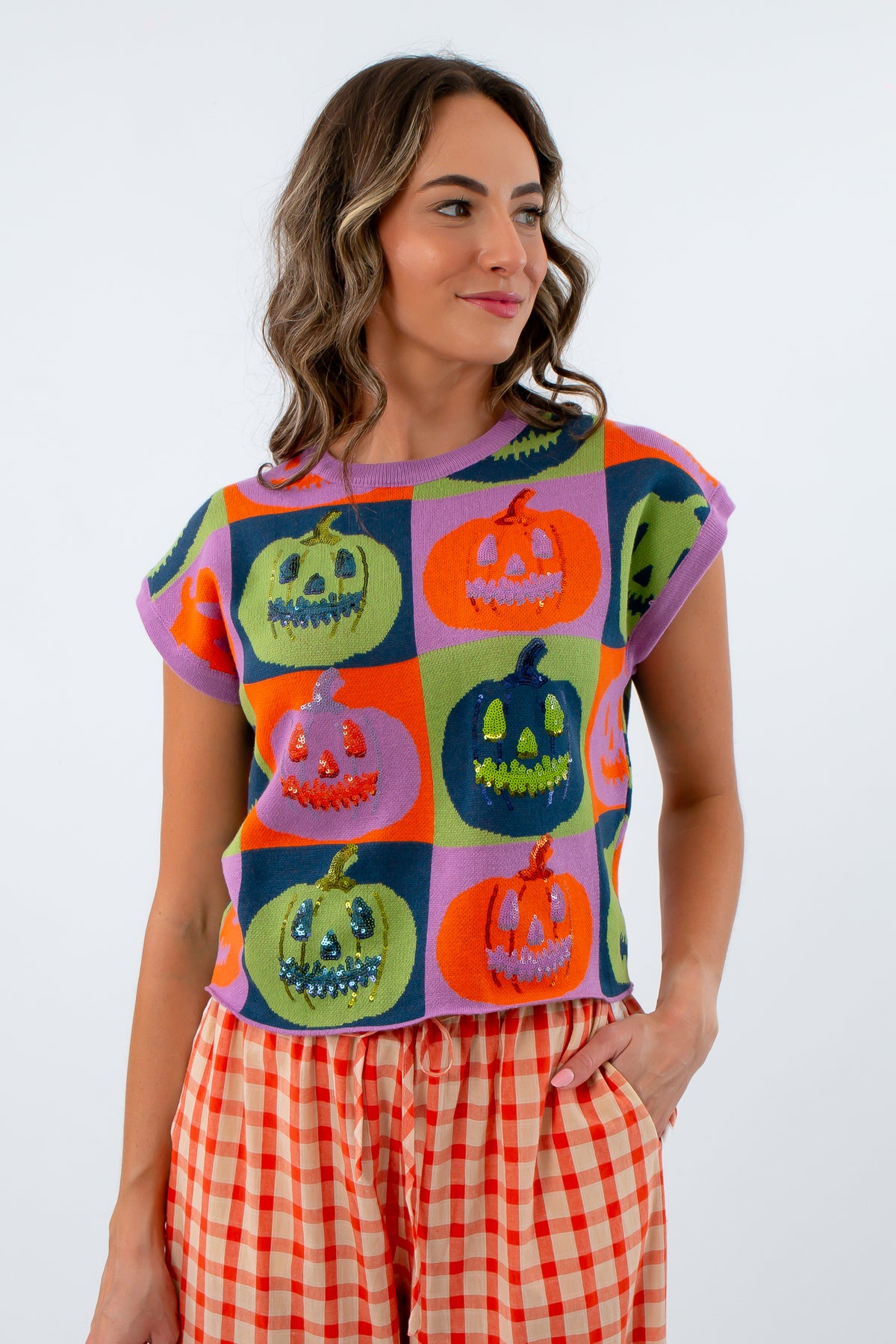 Queen of Sparkles Colorful Jack O'lantern Sweater