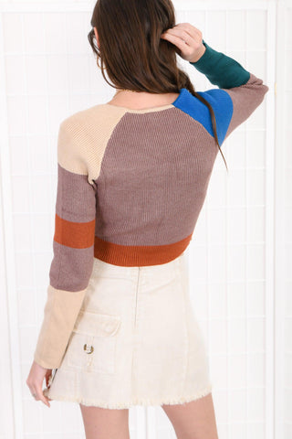 Uptown Striped Colorblock Knit Top-Le Lis-L. Mae Boutique