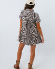 boutique zebra tiger denim dress gameday neutral noon game outfit inspo clemson lsu auburn