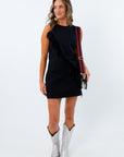 Ruffle Some Feathers Black Mini Dress
