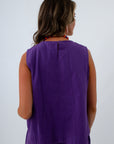 100% cotton purple sleeveless denim shirt, fall tops, fall workwear, teacher tops