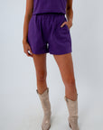 Purple denim shorts for Clemson game day, LSU game day outfit, TCU game day outfit