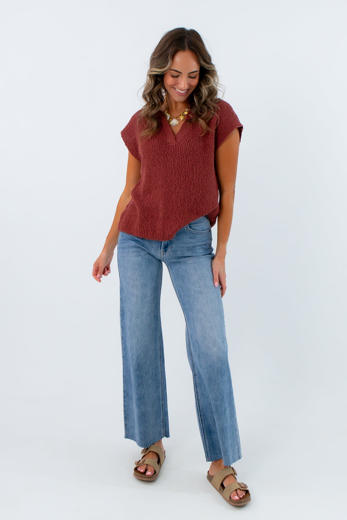 High rise wide leg jeans with slight stretch, women's stretchy jeans, women's comfortable jeans