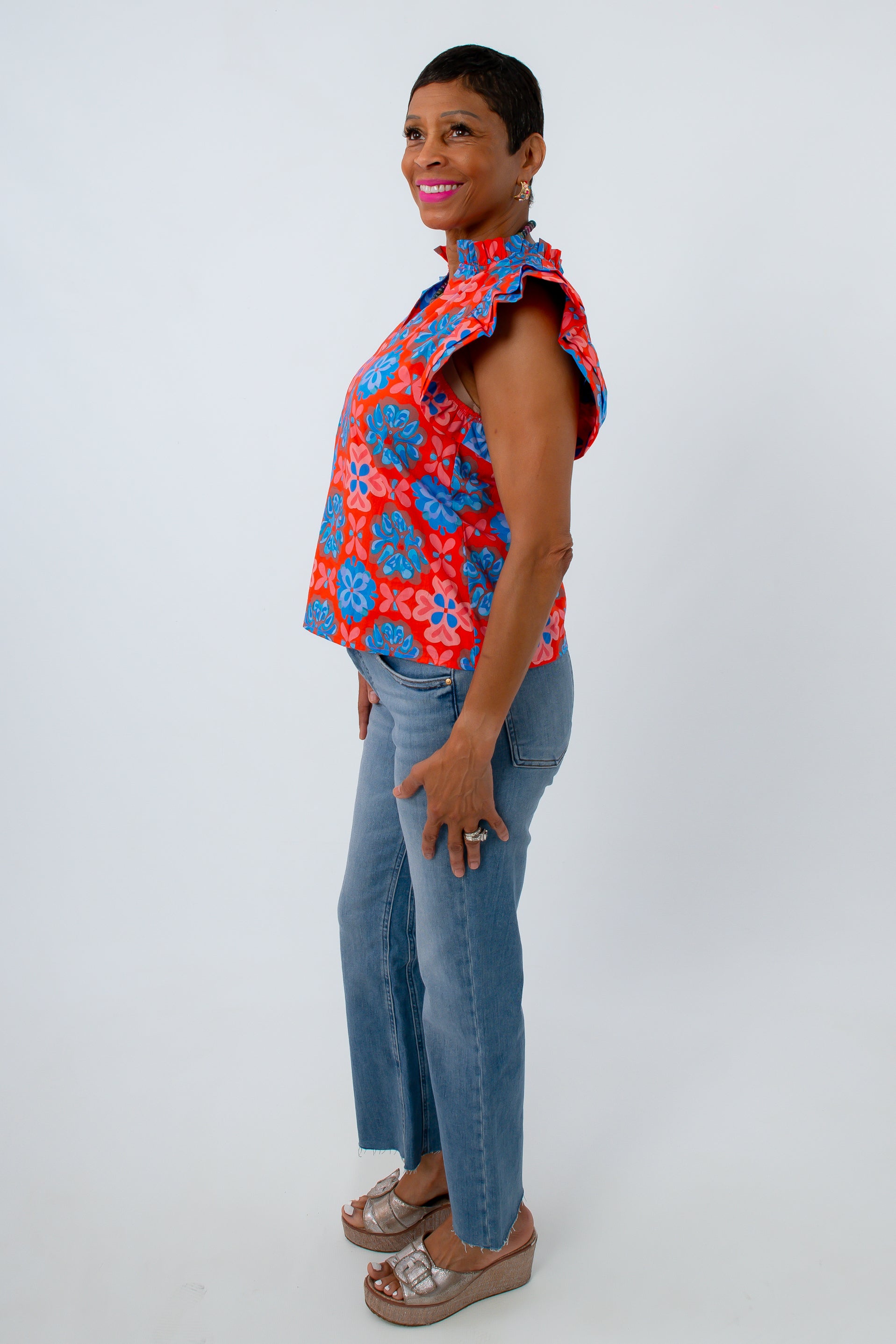 best selling THML blouse new arrival red and blue