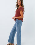Full length wide leg jeans for year-round styling, women's light wash jeans, women's wide leg jeans