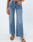 Owens wide leg jean in perfectly light wash, light wash denim, full length wide leg jeans