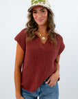 Salem Brown Slub Knit Sleeveless Sweater