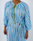 100% cotton embroidered palm tree maxi dress