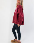 Dilly Dally Burgundy & Pink Mock Neck