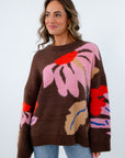 FRNCH Chocolate Floral Kumano Sweater