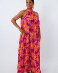 Bowman Orange and Purple Floral Maxi Dress