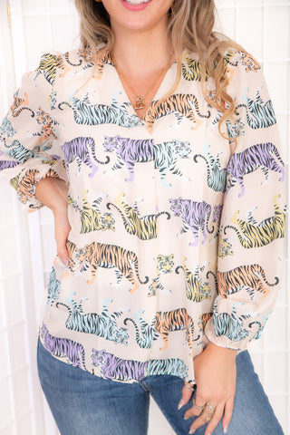 Walk On Watercolor Tiger Print Top-First Love-L. Mae Boutique