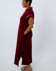 Alabama and Virginia Tech game day attire, fall midi dress, burgundy midi dress for the office