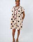 Polka Dot Poplin Shirt Dress for neutral game day outfit