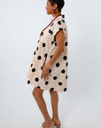 Classic polka dot dress for fall, game day, teacher dress, fall workwear, neutral dress