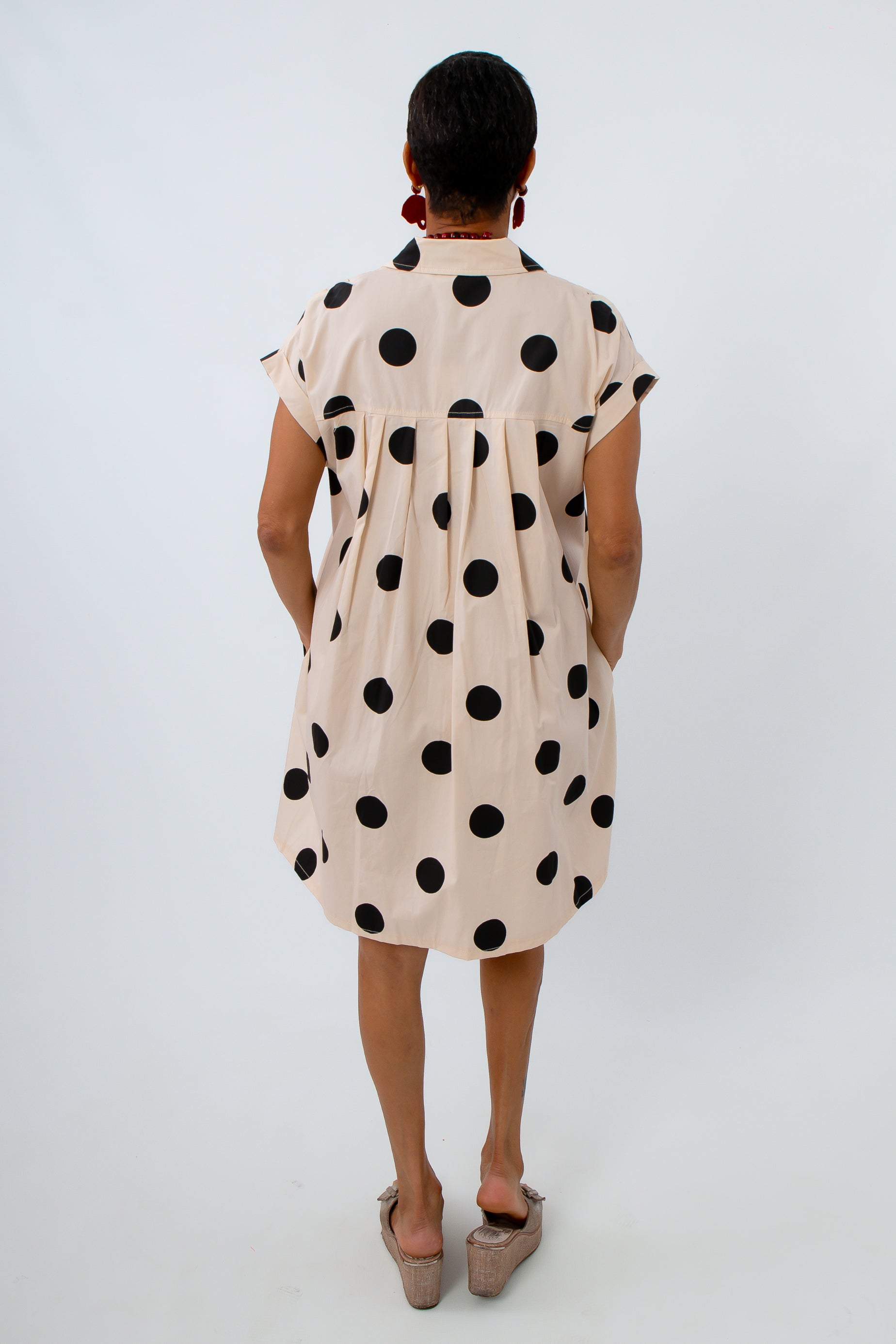 Polka Dot Poplin Mini Dress Medium