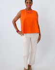 Clemson orange denim top paired with white jeans for a classy game day look