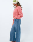 Fashion-forward twisted seam denim jeans, Women's high-rise jeans, women's wide leg jeans