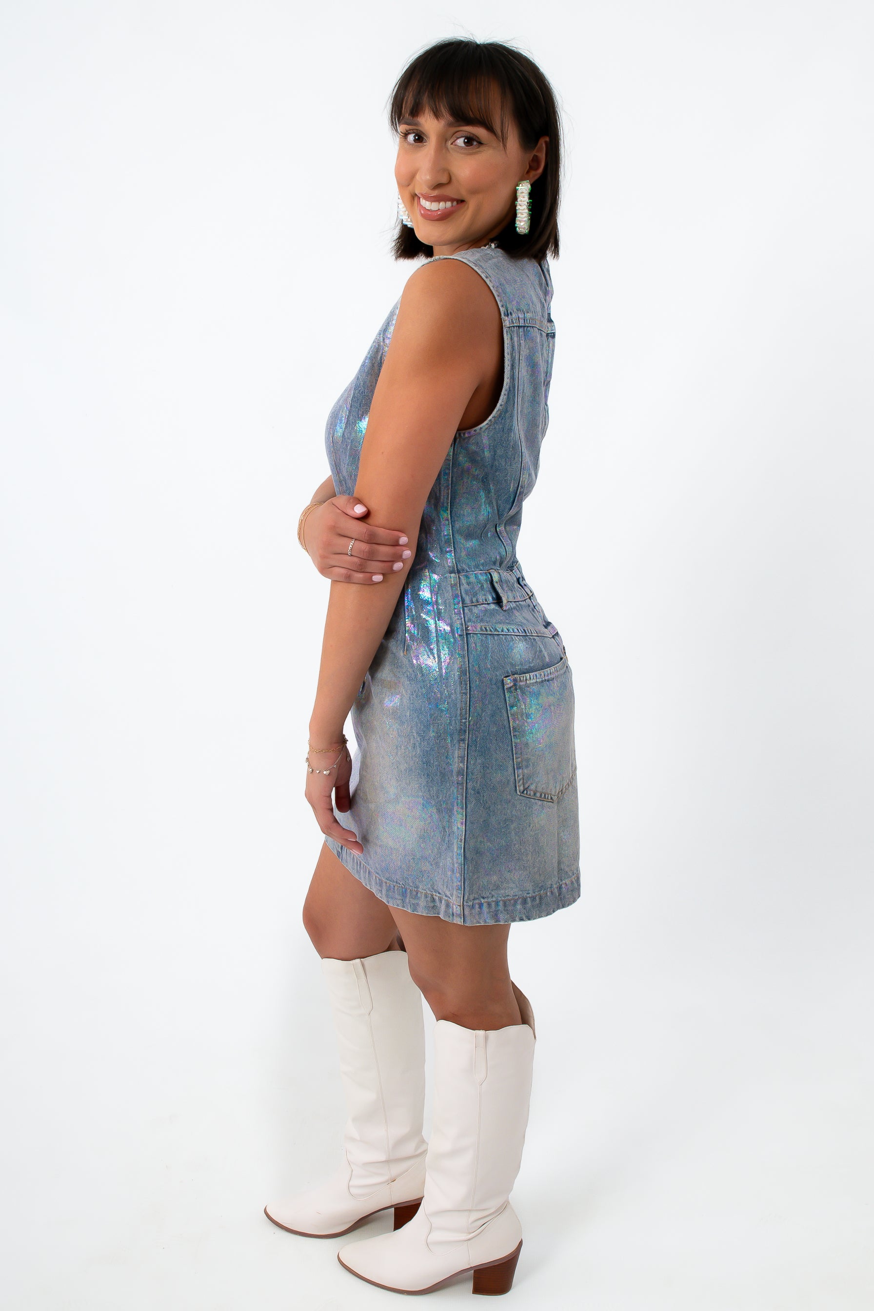 Rodeo Queen Iridescent Coated Denim Dress