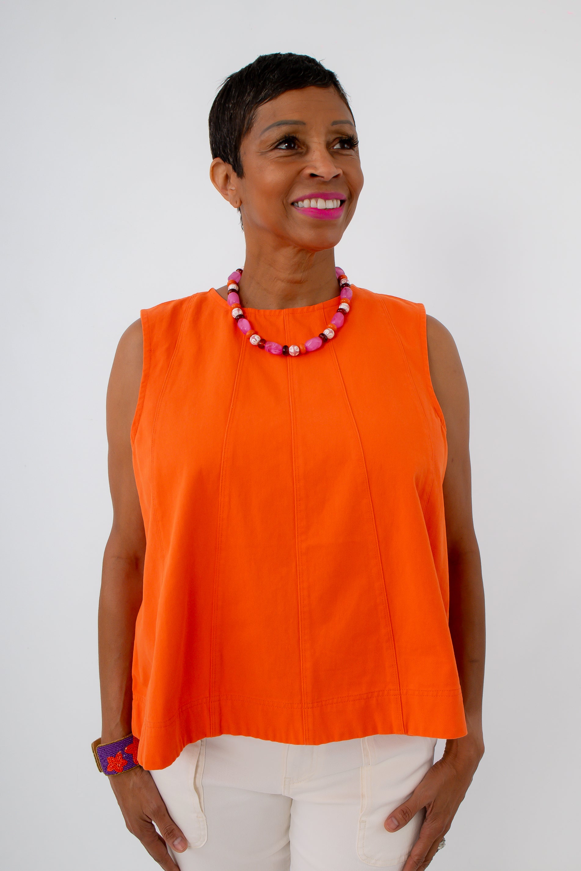 Gameday Orange Denim Sleeveless Top