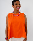 Gameday Orange Denim Sleeveless Top