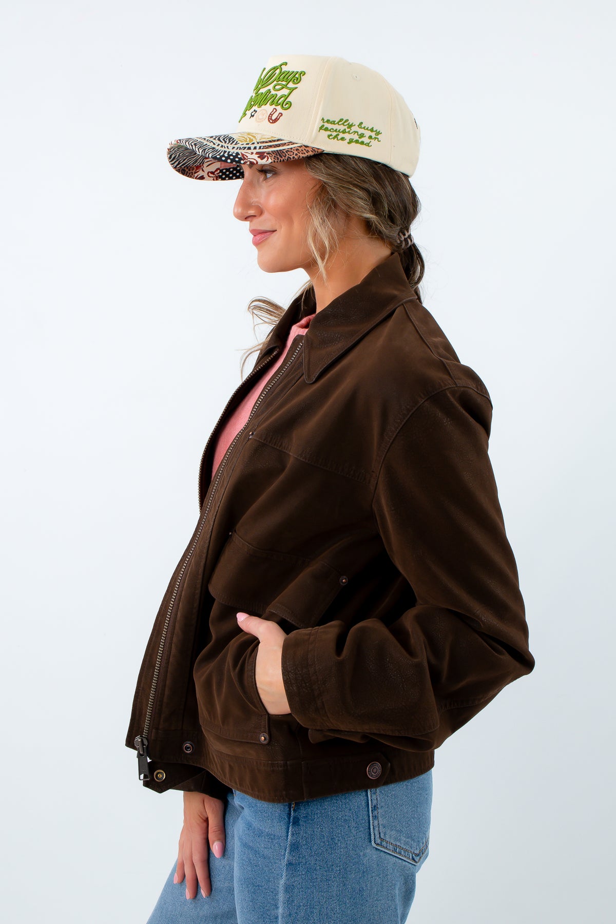 Relaxed boxy silhouette brown jacket with bell sleeves, brown Free People jacket, suede Free People jacket, brown boxy jacket