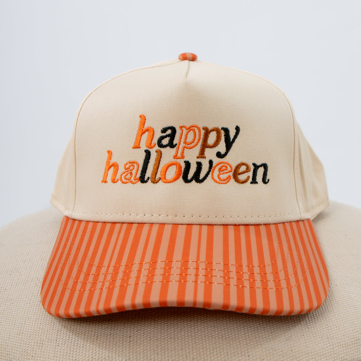 Happy Halloween Stripe Trucker Hat