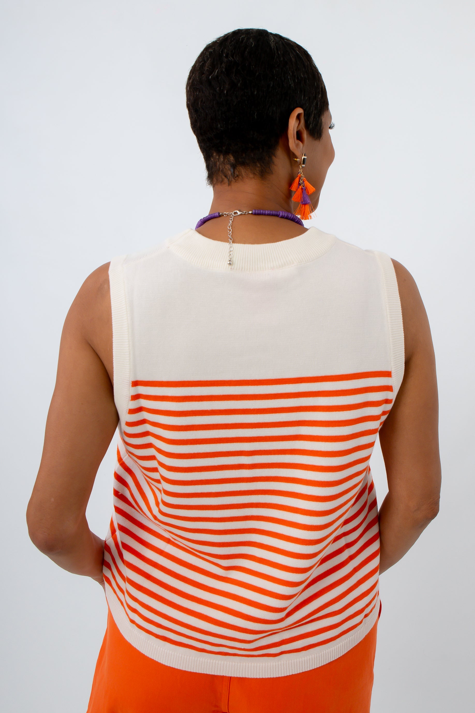 White and orange striped game day tank , knit tank with tiger paw, clemson knit tank