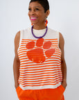 Queen of Sparkles Clemson Stripe Knit Tank