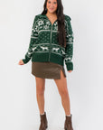 Dark Pines Fair Isle Zip Up Sweater