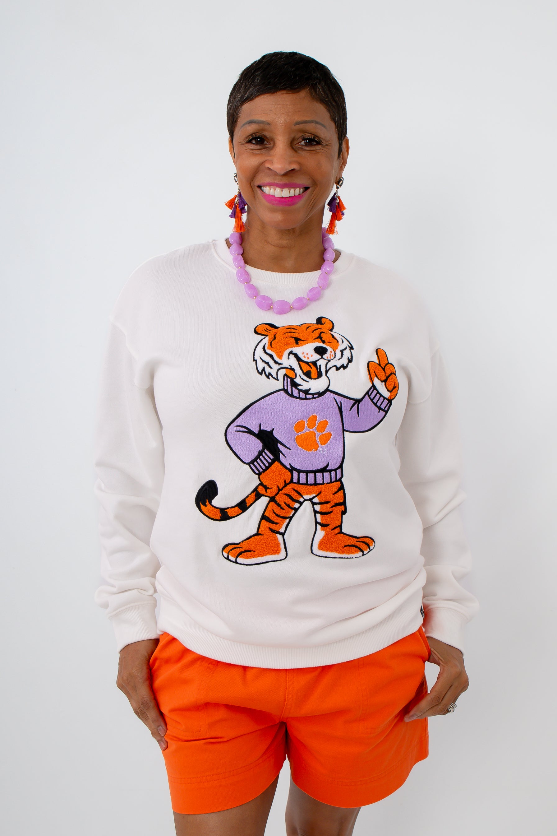 Clemson Tiger Mascot Chenille Patch Sweatshirt