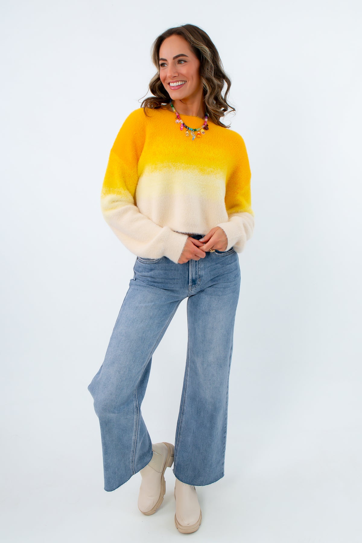 candy corn fuzzy halloween sweater boutique yellow