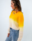 Sweetie Yellow Ombre Fuzzy Cropped Sweater