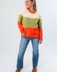 Orange & Green Colorblock Sweater