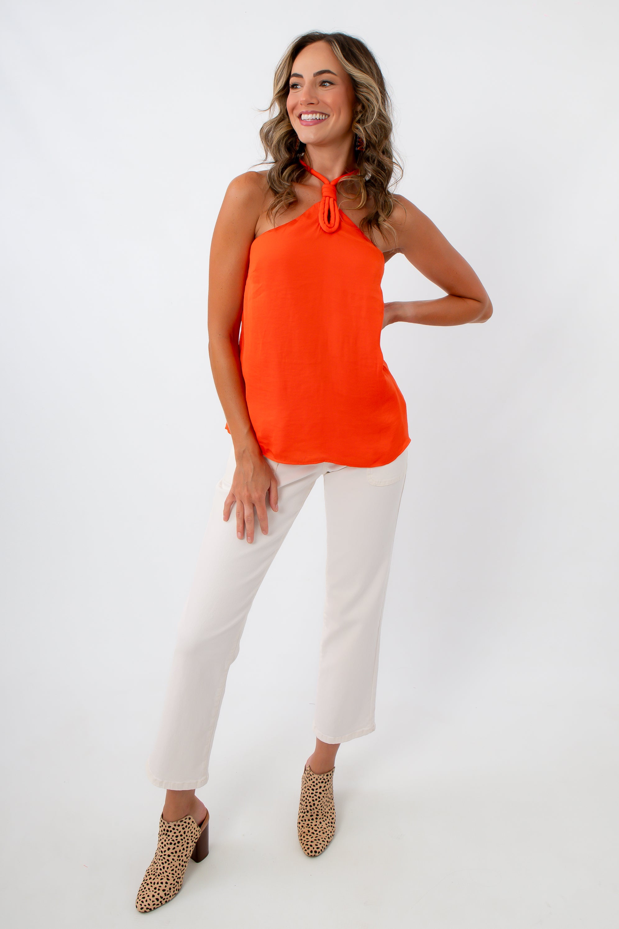Death Valley Orange Braided Keyhole Top