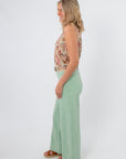 Free People Cameo Green Libre Wide Leg Pant model side profile