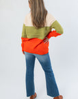 Orange & Green Colorblock Sweater