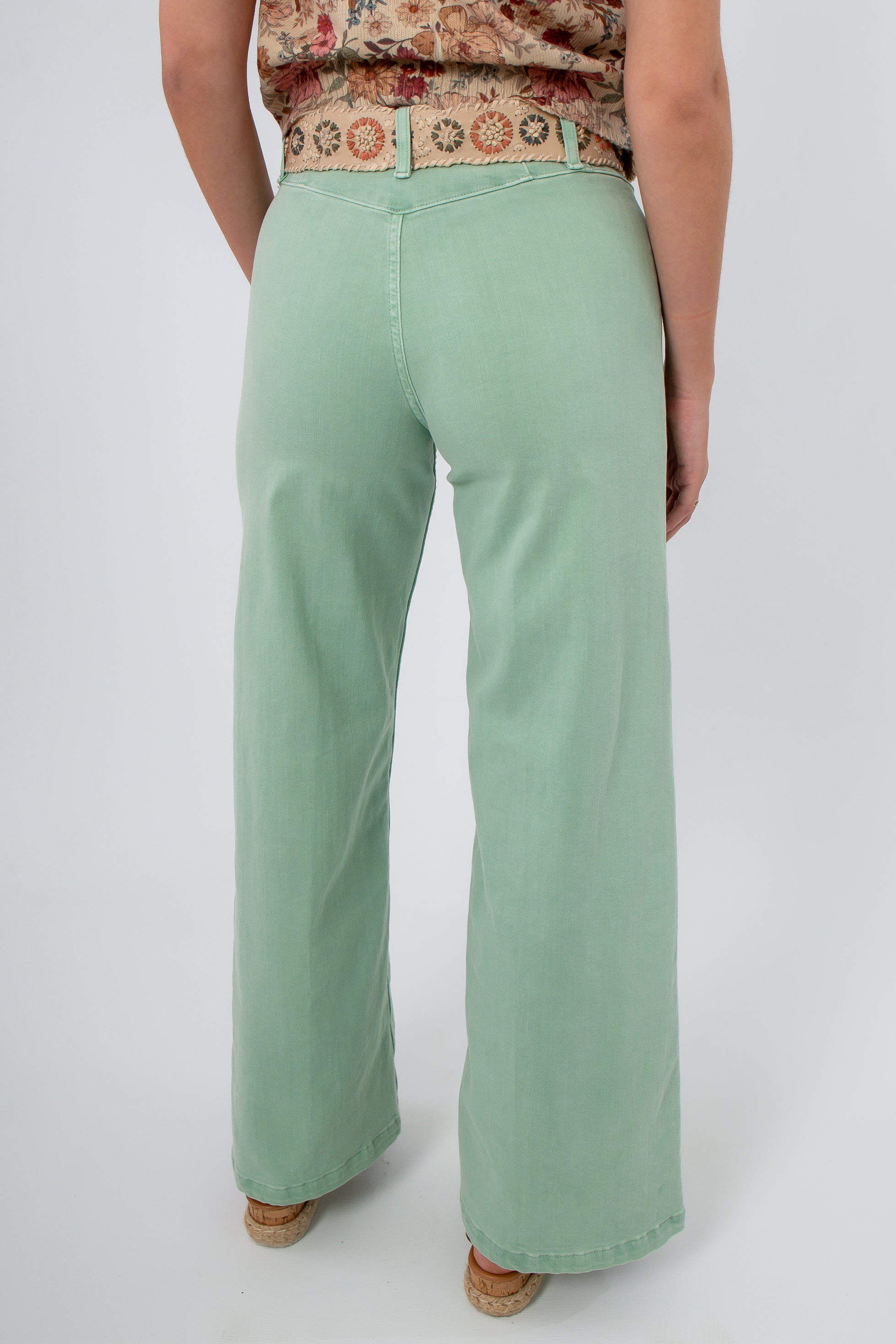 Free People Cameo Green Libre Wide Leg Pant back view