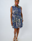 Navy blue patchwork mini dress, navy dress for work, navy patchwork dress, navy mini dress