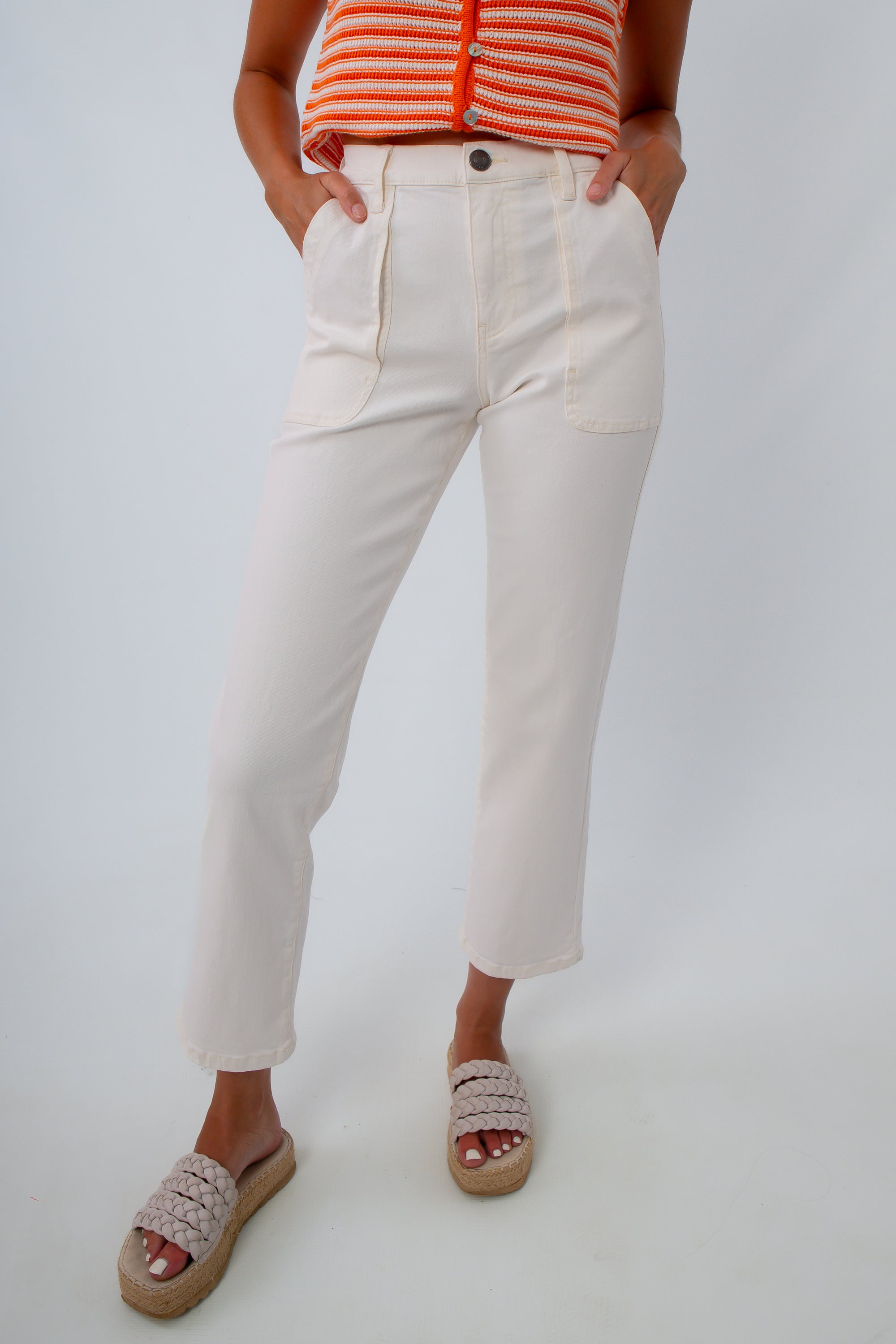 Versatile fall ivory denim, fall denim, pants for fall, ivory pants