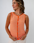 Crowd Favorite Orange Stripe Sleeveless Top