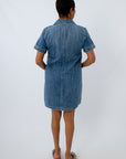 Relaxed fit denim dress with pockets, sophisticated denim dress, classy denim dress