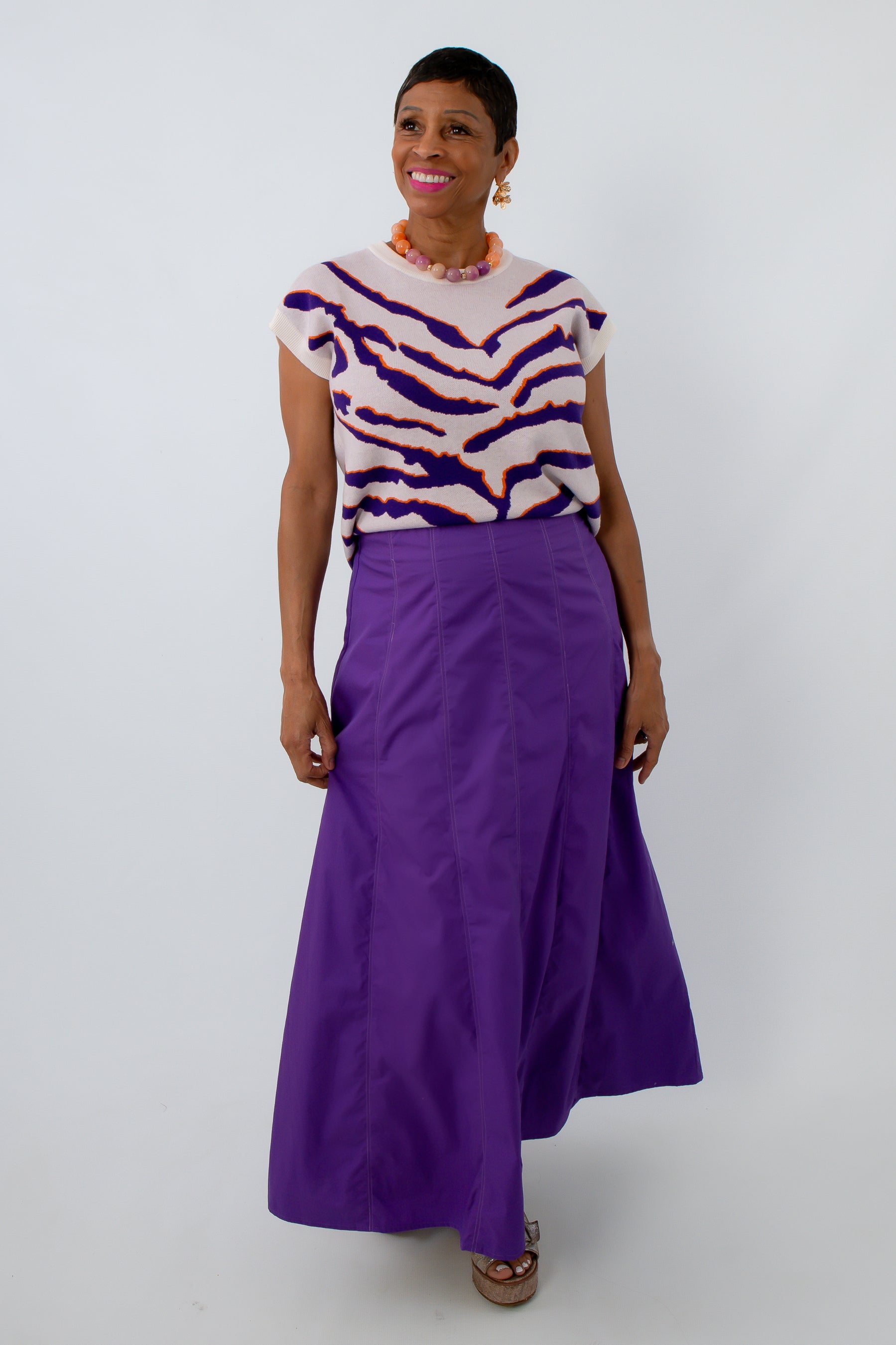 Purple Out Paneled Maxi Skirt