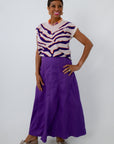 Purple Maxi Skirt paired with purple tiger stripe sweater for LSU game day outfit, Clemson game day outfit, tiger game day outfit