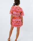 Pink and orange floral mini dress, clemson game day dress, clemson orange and pink, orange floral dress for game day