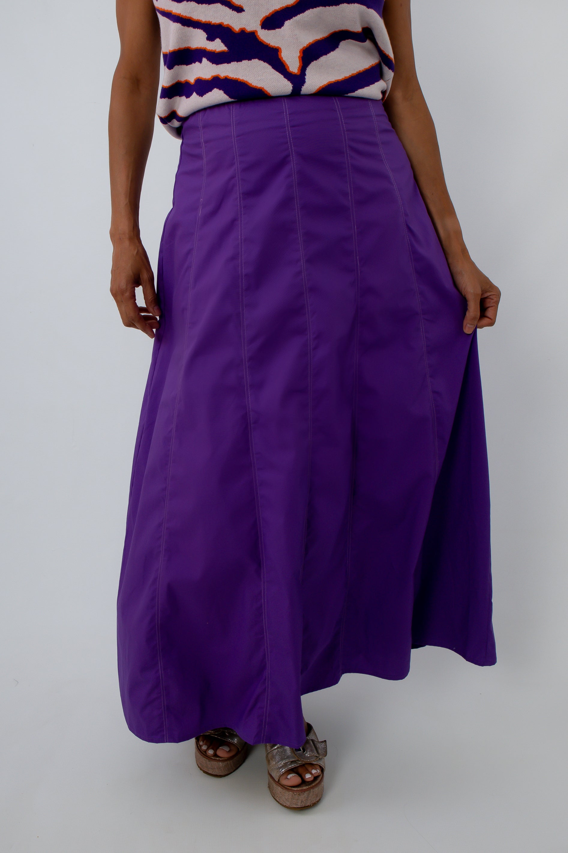 Purple Maxi Skirt with panel detailing for Clemson game day outfit, LSU game day outfit