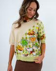 Queen of Sparkles Green Check Thanksgiving Dinner Knit Top