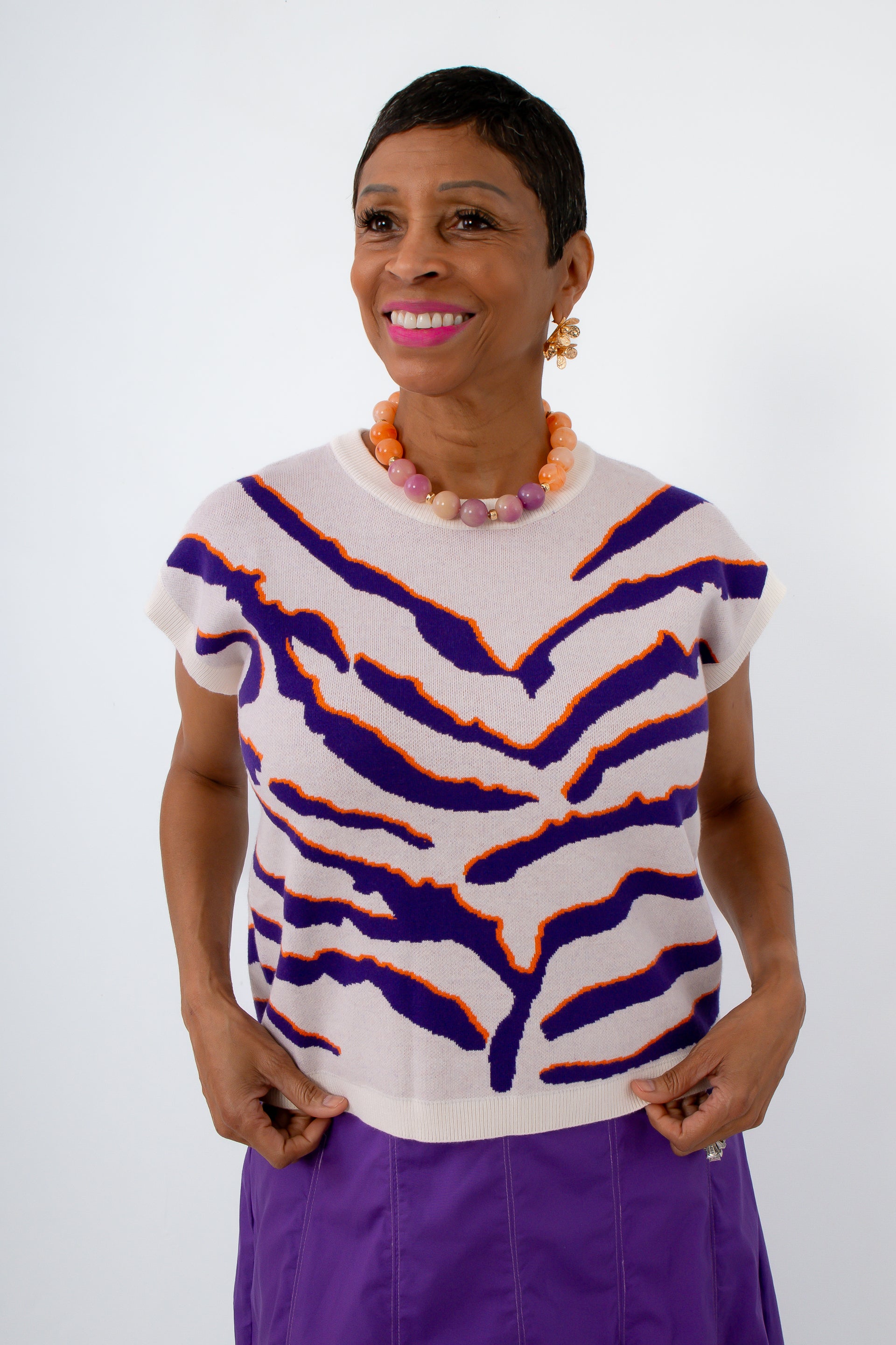 Eye of the Tiger Orange and Purple Stripe Sweater
