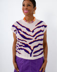 Purple and orange tiger stripe knit sweater for Clemson game day, LSU game day, Clemson sweaters