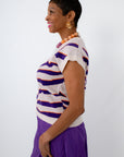 Sleeveless fall sweater for game day, purple tiger stripe top, Clemson game day top, LSU game day top